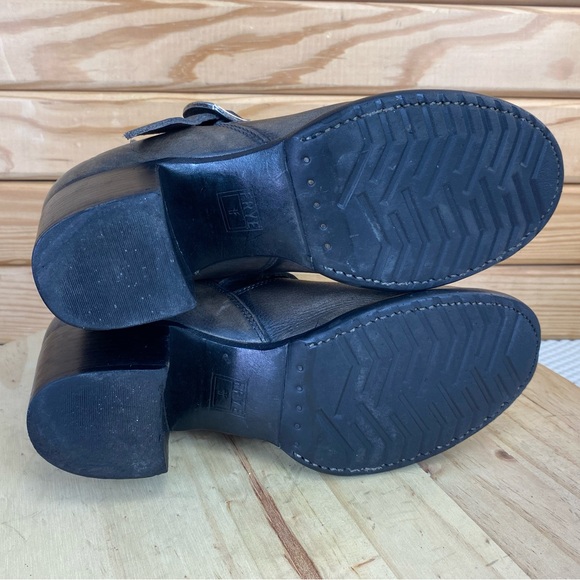 FRYE Womens 8 US Distressed Leather Block Heeled Mid-Calf Boots Western Biker - Picture 15 of 15